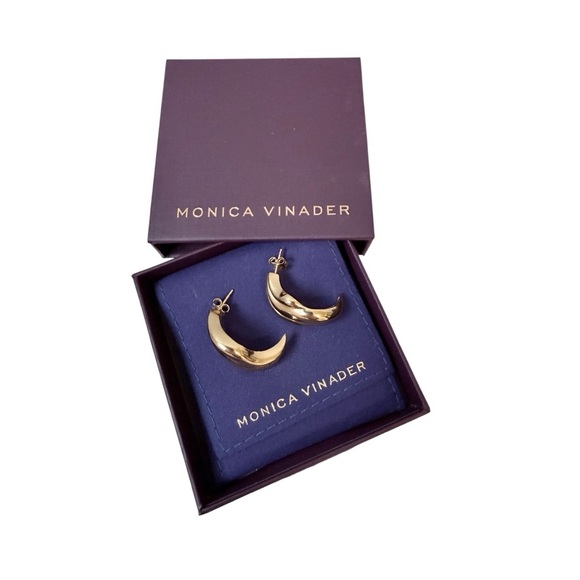 Monica Vinader Swirl Bold Statement Stud Earrings Gold - Picture 4 of 5